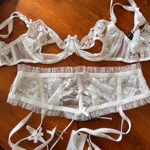 For Love And Lemons White Lace Bra Set